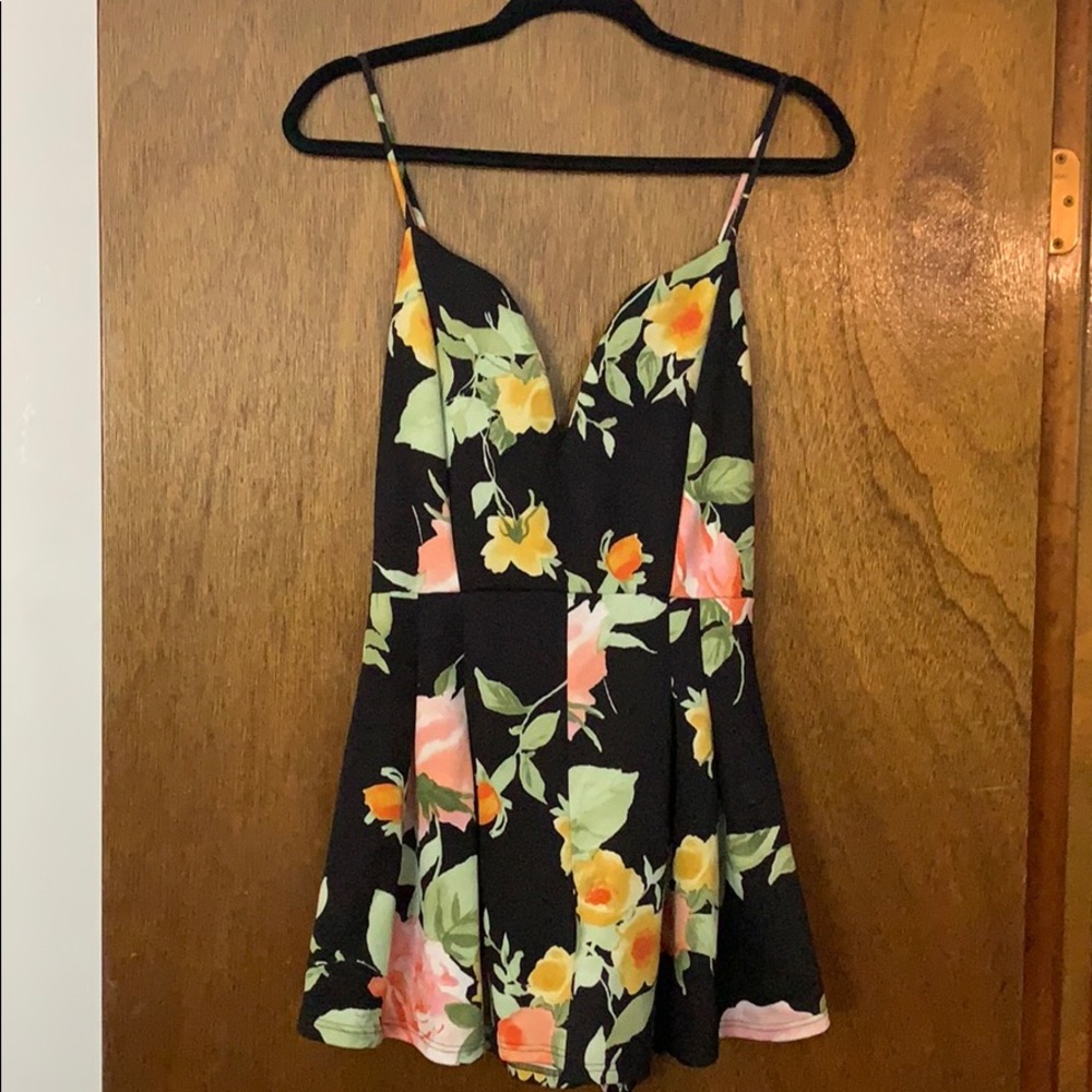 Black Floral Romper